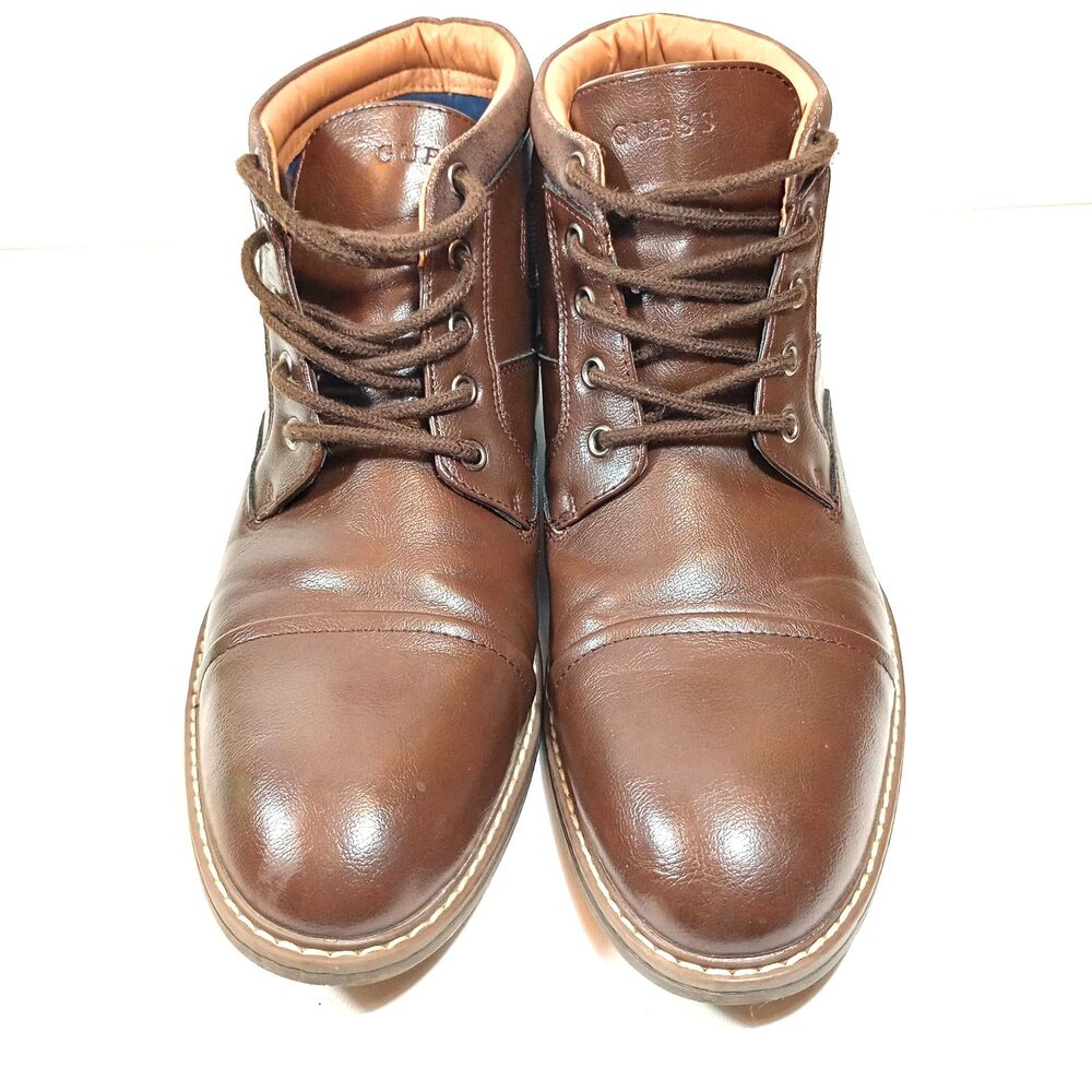 GUESS Mens Dane Brown Cap Toe Ankle Boots Size 10.5 M Casual Shoes GMDANE-R